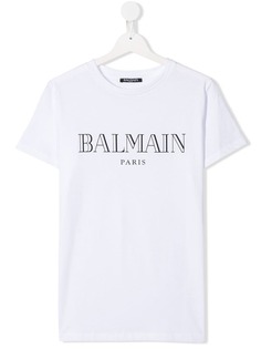 Balmain Kids футболка с принтом логотипа