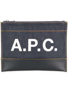 A.P.C. джинсовый клатч с принтом логотипа