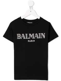 Balmain Kids футболка с принтом логотипа
