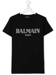 Balmain Kids футболка с принтом логотипа