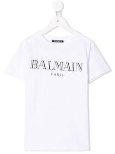 Balmain Kids футболка с принтом логотипа