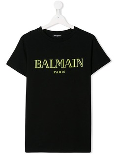 Balmain Kids футболка с принтом логотипа