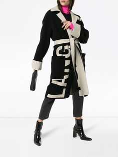 Helmut Lang трикотажное пальто с поясом и логотипом