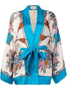 Gucci жакет в стилистике кимоно с цветочным принтом
