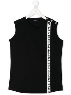 Balmain Kids топ с полосками и логотипом