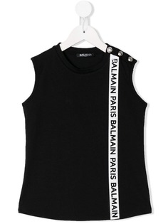 Balmain Kids топ с полосками и логотипом