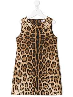 Dolce & Gabbana Kids свободное платье с леопардовым принтом