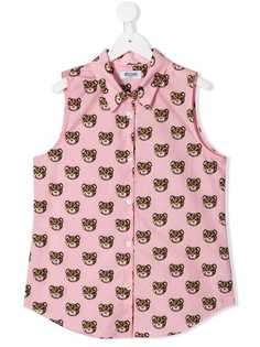Moschino Kids рубашка с принтом медведя