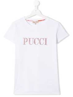 Emilio Pucci Junior футболка с логотипом из страз