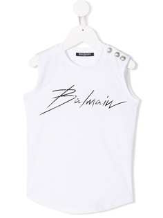 Balmain Kids script logo tank top