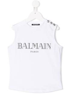 Balmain Kids топ с принтом логотипа