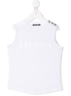 Balmain Kids tonal logo tank top