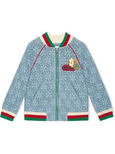 Gucci Kids куртка-бомбер с цветочным кружевом