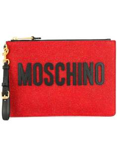 Moschino logo glitter clutch