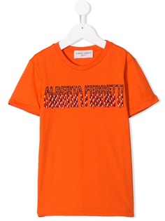 Alberta Ferretti Kids fringed logo T-shirt