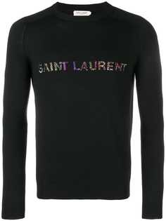 Saint Laurent свитер с вышитым логотипом