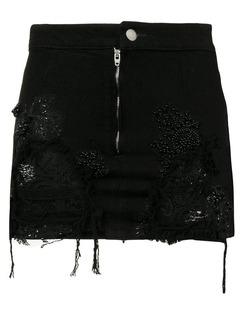 Almaz denim and lace mini skirt