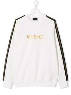 Young Versace толстовка с вышивкой логотипа и полосками