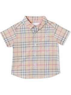 Burberry Kids клетчатая рубашка на пуговицах с короткими рукавами