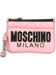 Moschino quilted logo clutch