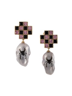 Jiwinaia Spider Checkerboard earrings
