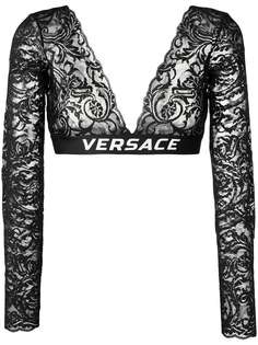 Versace укороченная кружевная футболка