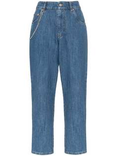Miu Miu укороченные джинсы с завышенной талией и цепочкой