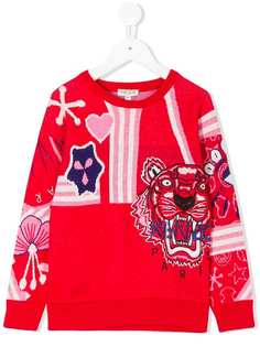 Kenzo Kids свитер вязки интарсия с вышивкой