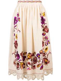 Ulla Johnson юбка с цветочной вышивкой