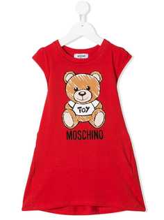 Moschino Kids платье с принтом медведя