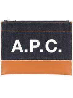 A.P.C. logo print clutch