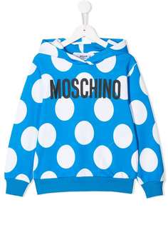 Moschino Kids толстовка в горох с капюшоном и логотипом