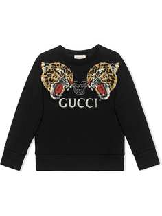 Gucci Kids толстовка с леопардами