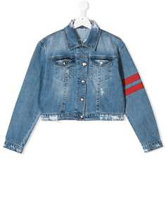 Gcds Kids TEEN cropped denim jacket