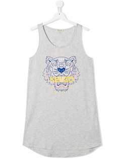 Kenzo Kids трикотажное платье с принтом тигра