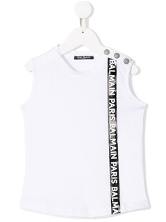 Balmain Kids топ с полосками и логотипом
