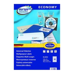 Этикетки Europe100 ELA002-100 ELA002 A4 48.5x25.4мм 40шт на листе/70г/м2/100л./белый матовое самокле