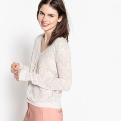 Пуловер из тонкого ажурного трикотажа с V-образным вырезом La Redoute Collections