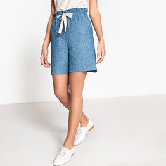 Шорты из денима с поясом пейпер бэг La Redoute Collections