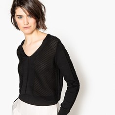 Пуловер с V-образным вырезом и длинными рукавами из тонкого ажурного трикотажа La Redoute Collections