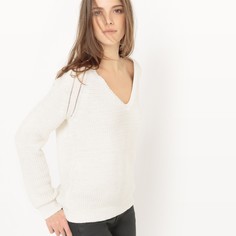 Пуловер с блестящим эффектом с V-образным вырезом из хлопка La Redoute Collections
