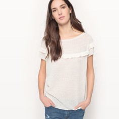 Пуловер кружевной вязки с воланами и короткими рукавами La Redoute Collections