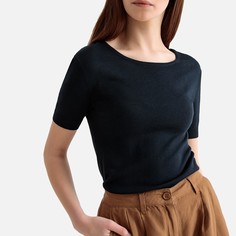 Пуловер с круглым вырезом и короткими рукавами из тонкого трикотажа La Redoute Collections