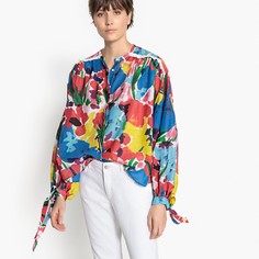 Блузка с длинными рукавами, круглым вырезом и цветочным принтом La Redoute Collections