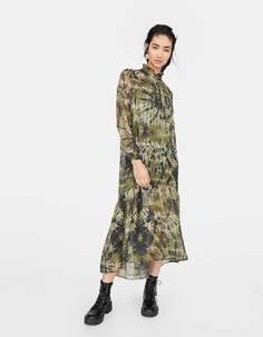 Stradivarius Длинное платье асимметричного кроя с принтом ЖЕНСКАЯ КОЛЛЕКЦИЯ Хаки S