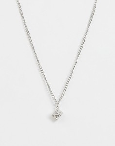 Серебристое ожерелье с подвеской в виде игральной кости ASOS DESIGN - Серебряный