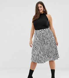 Плиссированная юбка миди со звериным принтом Missguided Plus - Мульти