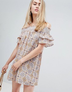 Платье мини с цветочным принтом En Creme - Кремовый