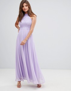Платье макси с высоким воротом и кружевом AX Paris - Фиолетовый