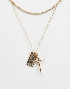 Двухъярусное ожерелье Chained & Able Crucifix - Золотой